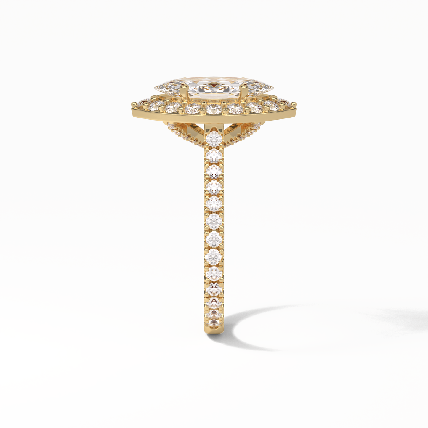 Marquise Pave & Halo Lab Grown Diamond Engagement Ring