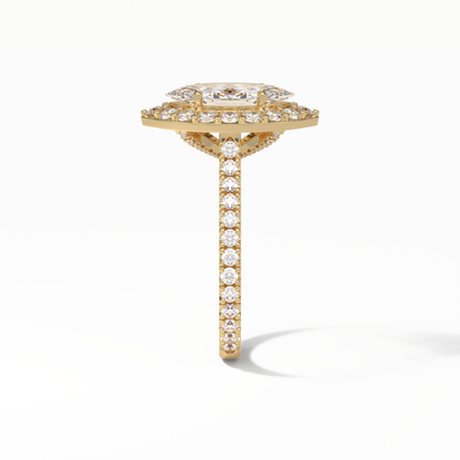 Marquise Pave & Halo Lab Grown Diamond Engagement Ring