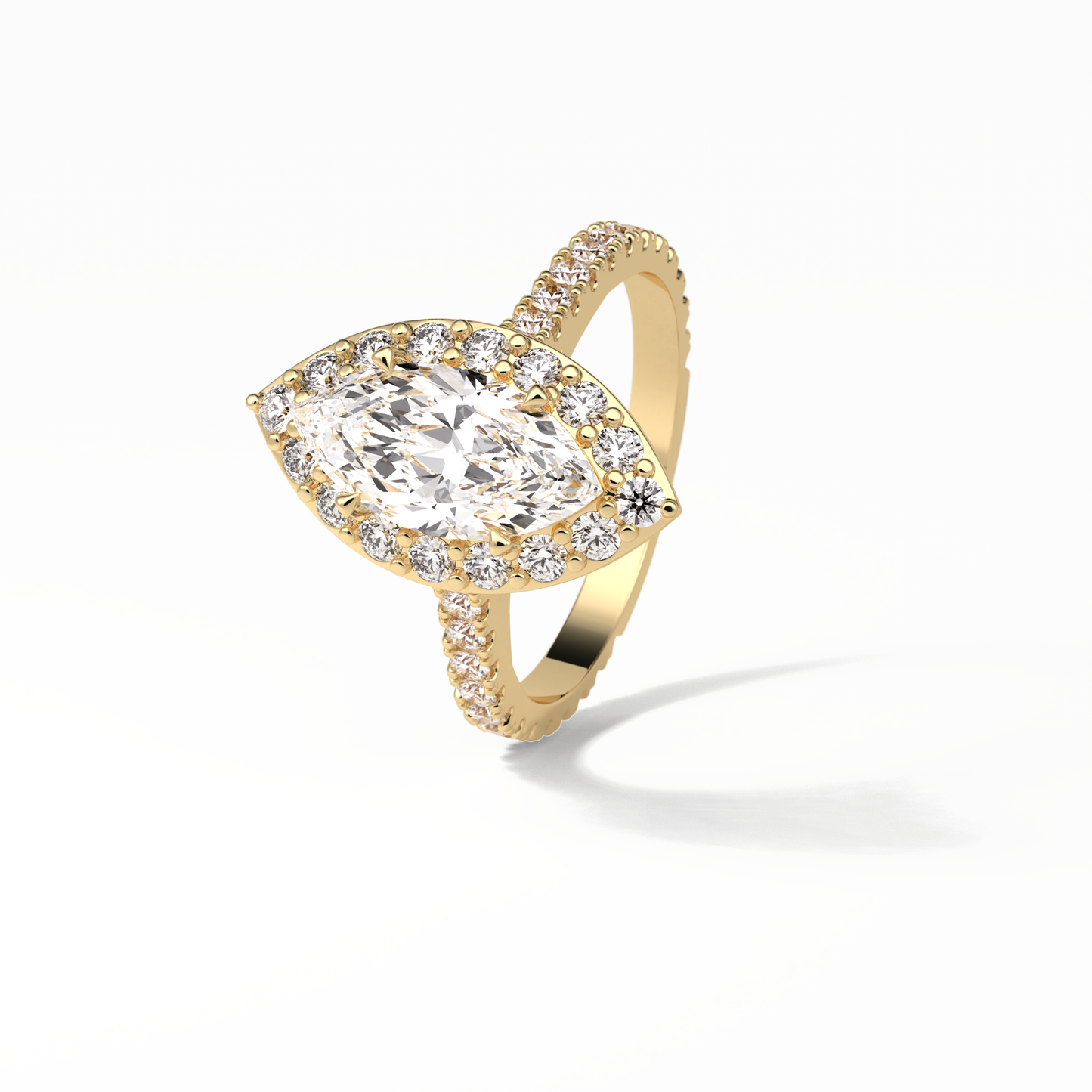Marquise Pave & Halo Lab Grown Diamond Engagement Ring