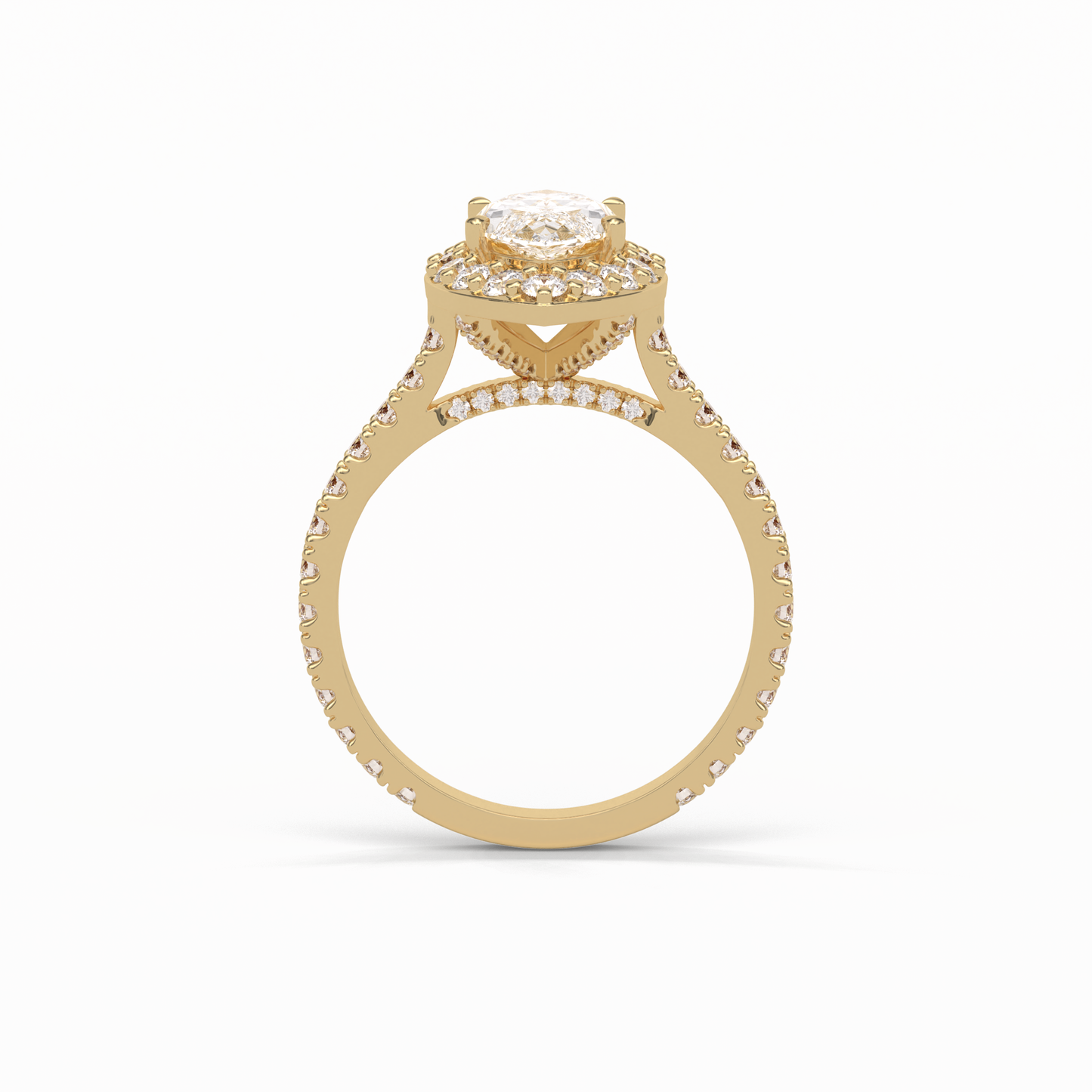 Marquise Pave & Halo Lab Grown Diamond Engagement Ring