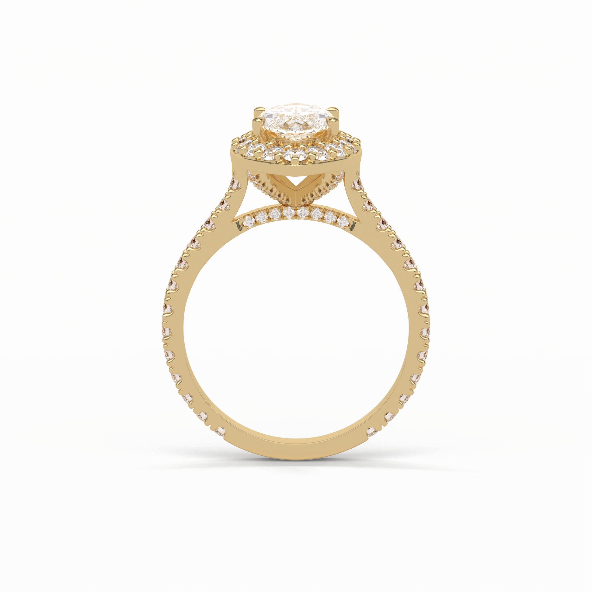Marquise Pave & Halo Lab Grown Diamond Engagement Ring
