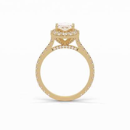 Marquise Pave & Halo Lab Grown Diamond Engagement Ring