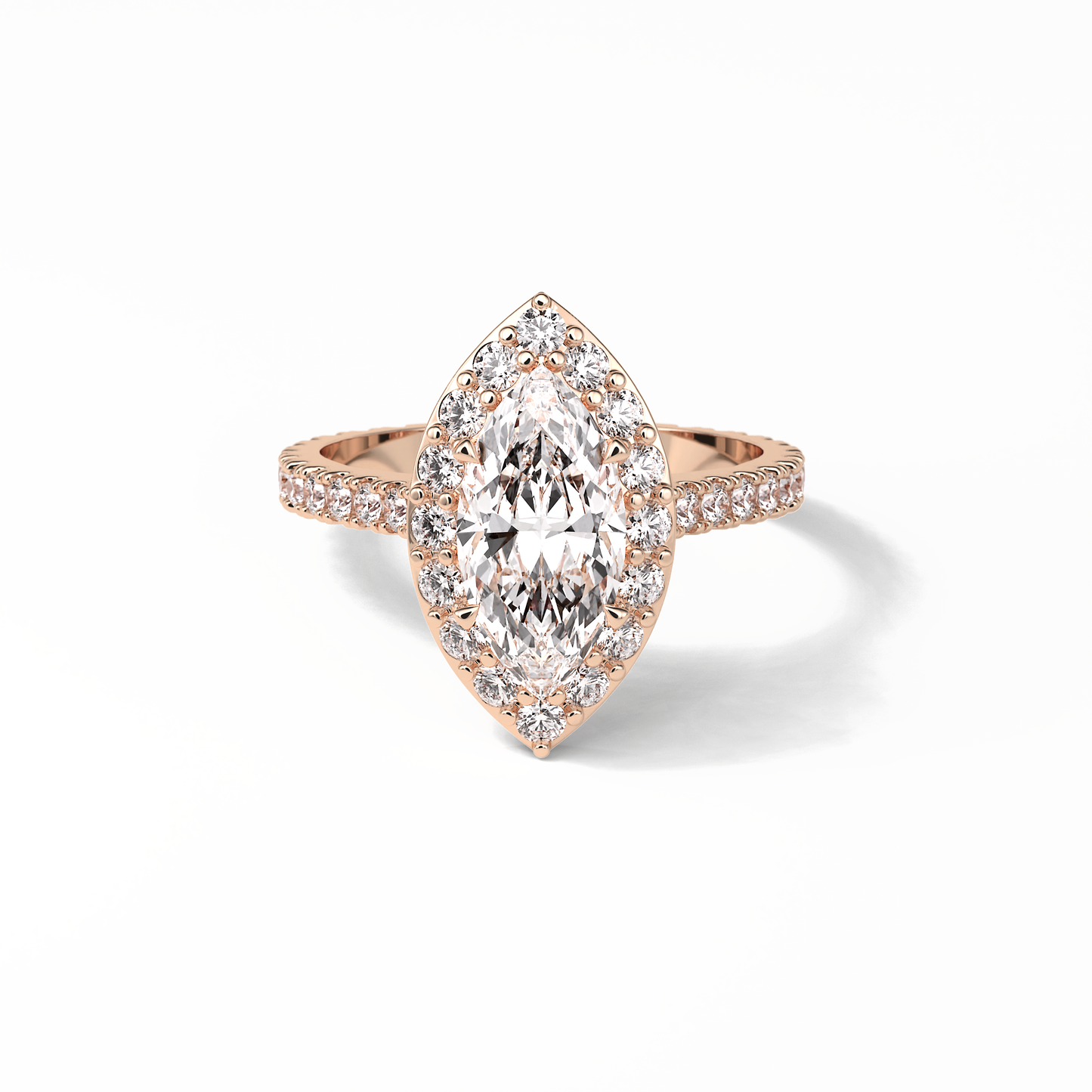 Marquise Pave & Halo Lab Grown Diamond Engagement Ring