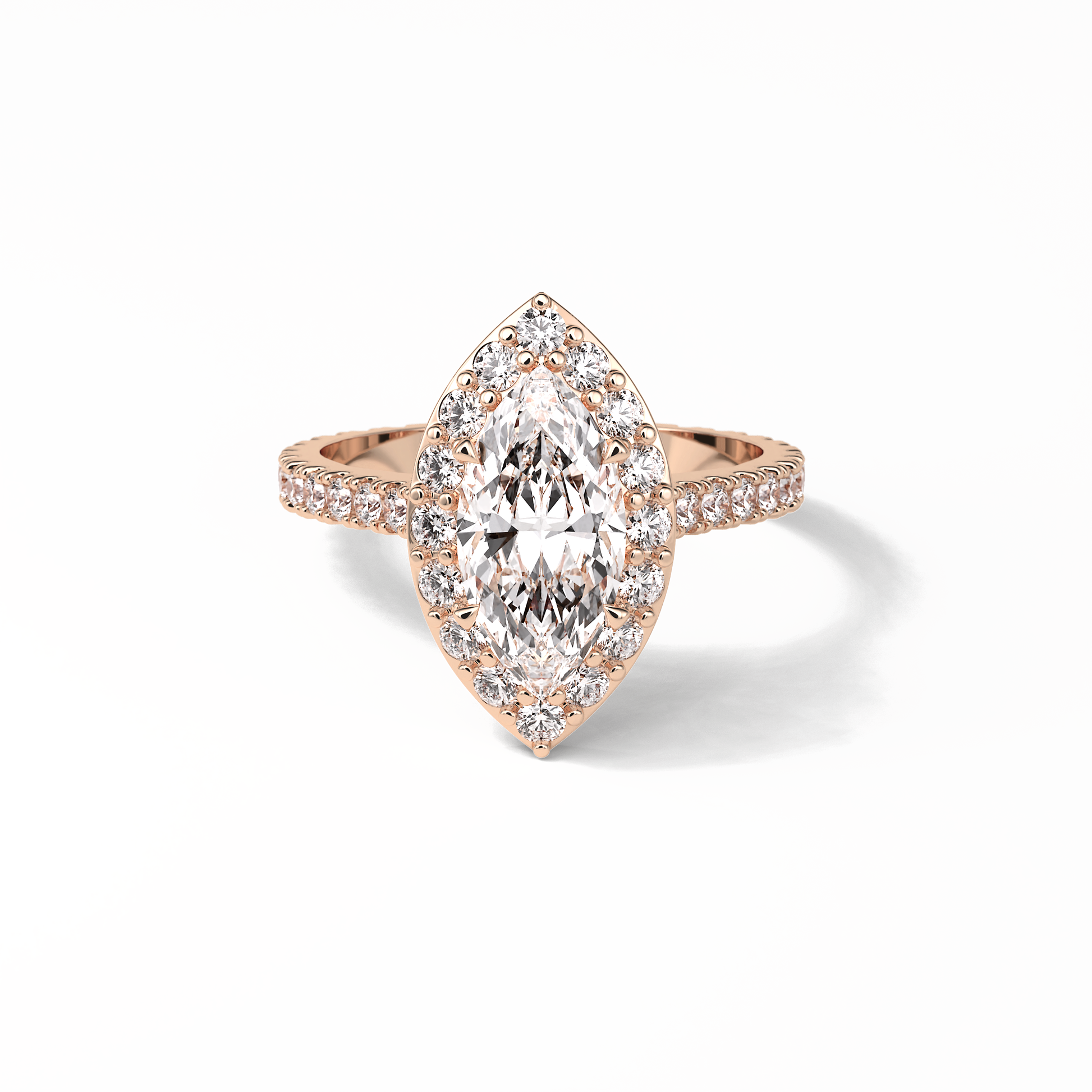Marquise Pave & Halo Lab Grown Diamond Engagement Ring