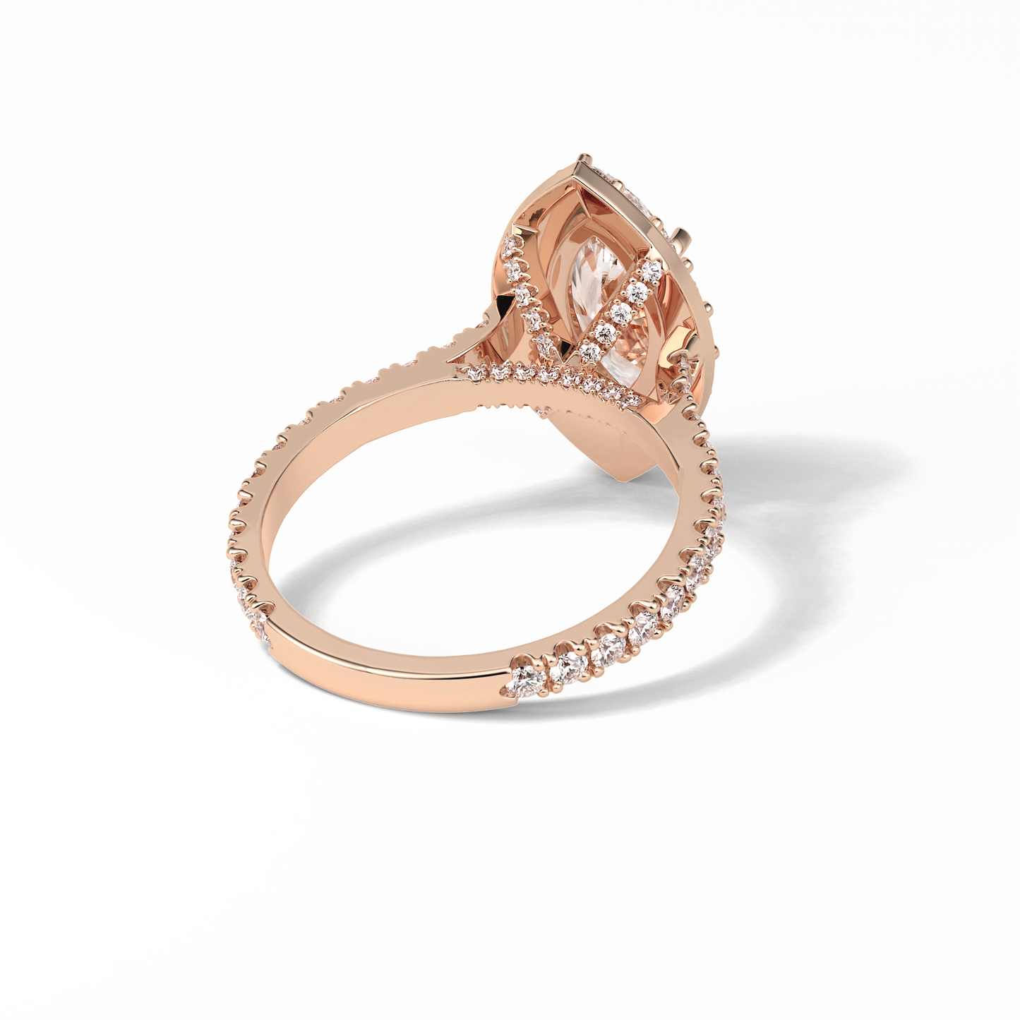 Marquise Pave & Halo Lab Grown Diamond Engagement Ring
