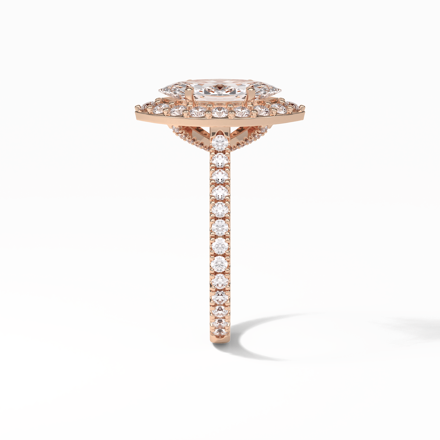 Marquise Pave & Halo Lab Grown Diamond Engagement Ring