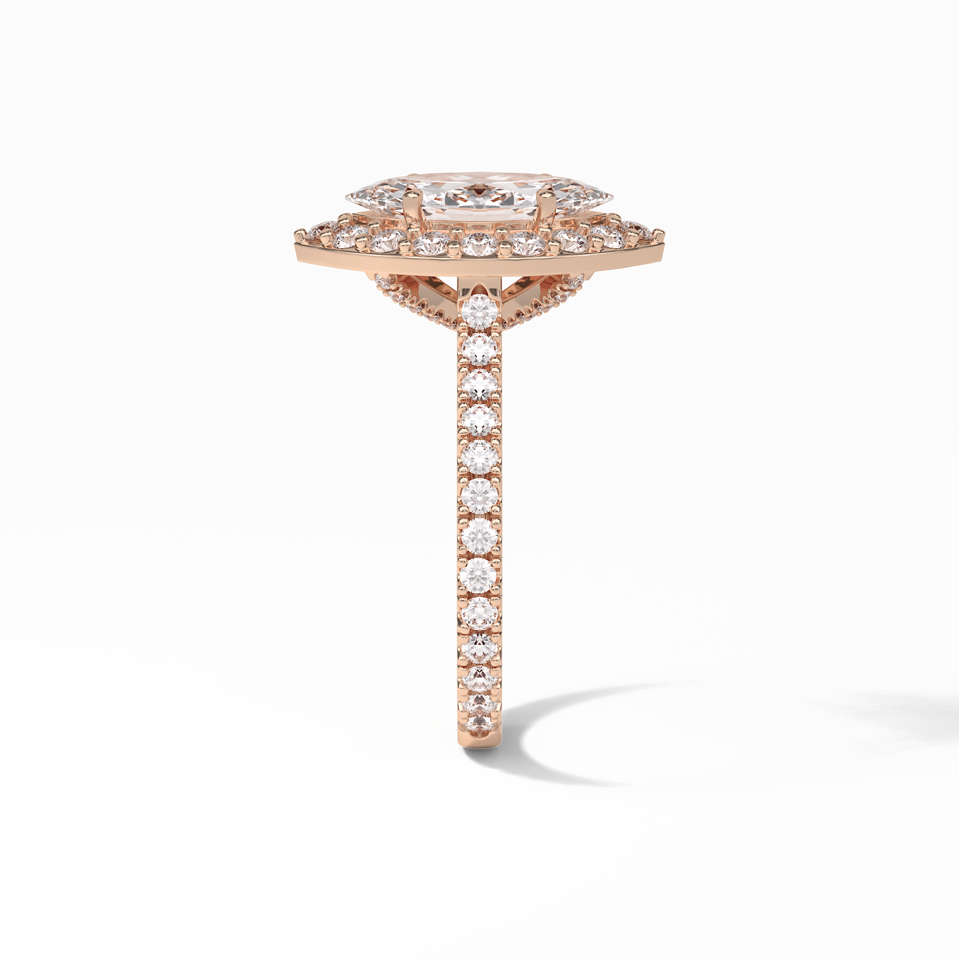 Marquise Pave & Halo Lab Grown Diamond Engagement Ring