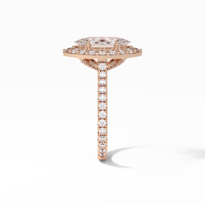 Marquise Pave & Halo Lab Grown Diamond Engagement Ring