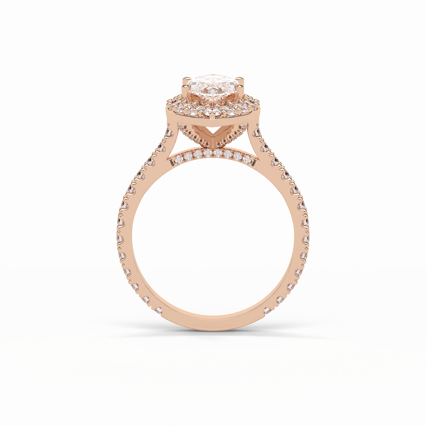 Marquise Pave & Halo Lab Grown Diamond Engagement Ring