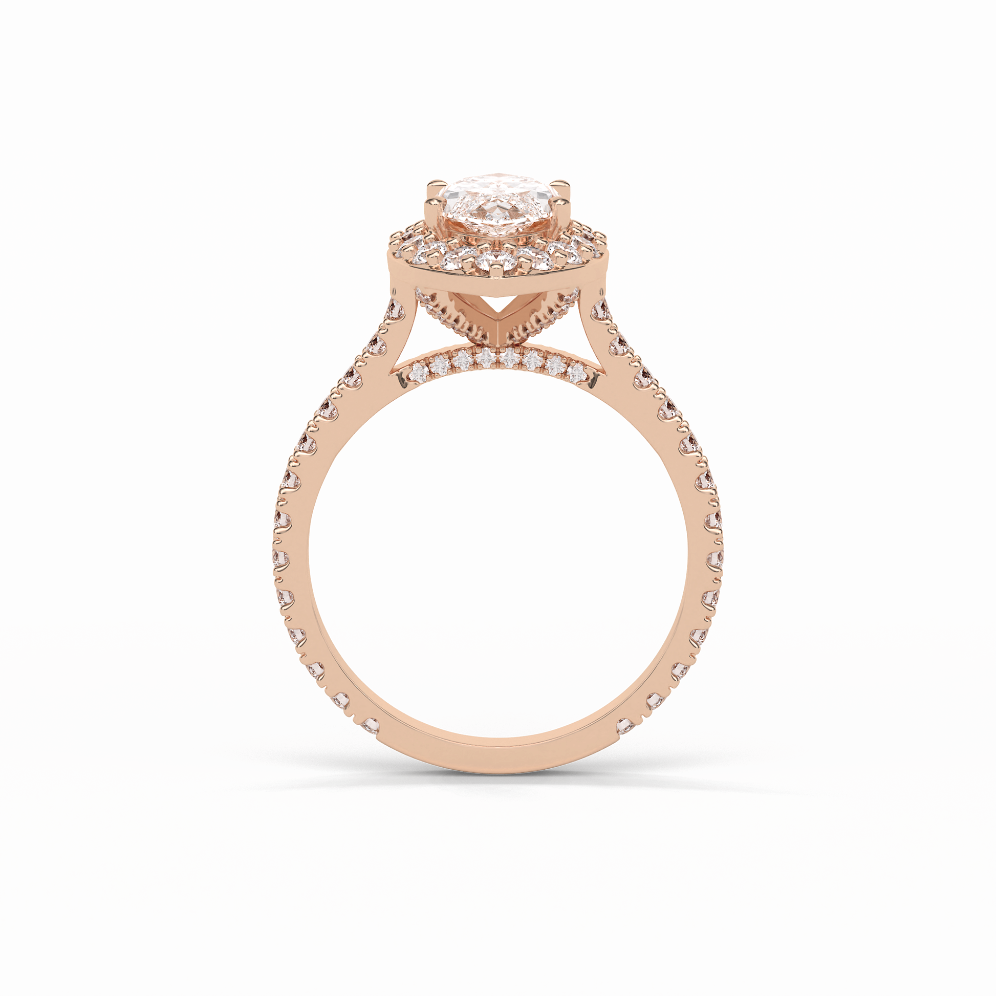 Marquise Pave & Halo Lab Grown Diamond Engagement Ring