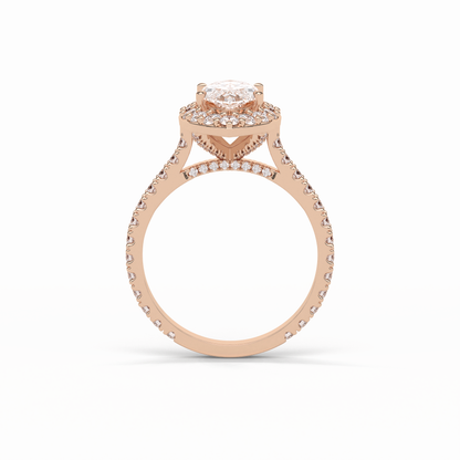 Marquise Pave & Halo Lab Grown Diamond Engagement Ring