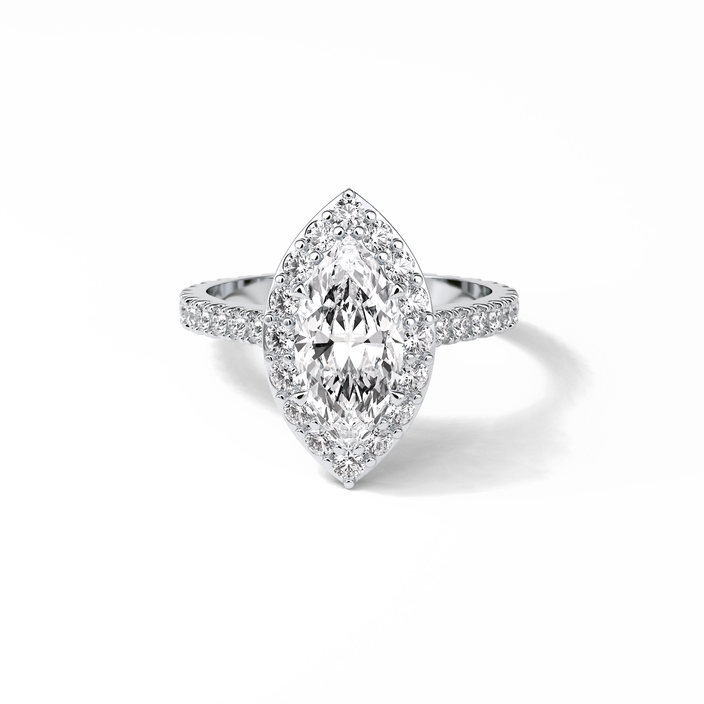 Marquise Pave & Halo Lab Grown Diamond Engagement Ring