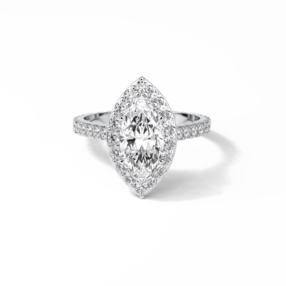 Marquise Pave & Halo Lab Grown Diamond Engagement Ring