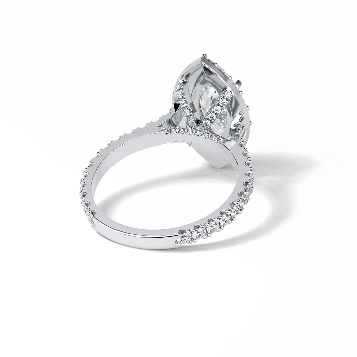 Marquise Pave & Halo Lab Grown Diamond Engagement Ring