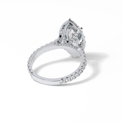 Marquise Pave & Halo Lab Grown Diamond Engagement Ring