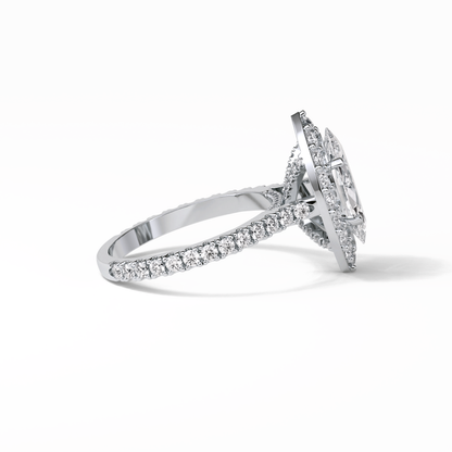 Marquise Pave & Halo Lab Grown Diamond Engagement Ring
