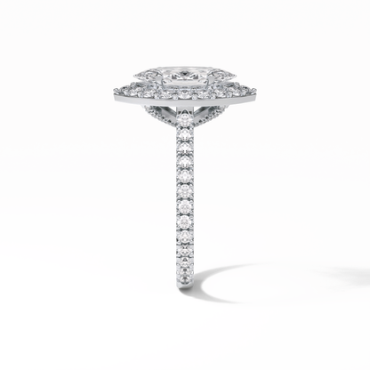 Marquise Pave & Halo Lab Grown Diamond Engagement Ring