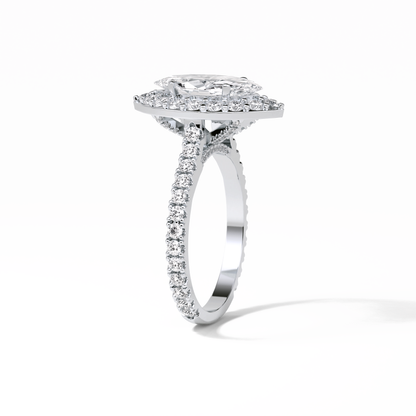 Marquise Pave & Halo Lab Grown Diamond Engagement Ring