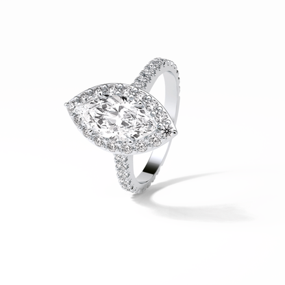 Marquise Pave & Halo Lab Grown Diamond Engagement Ring