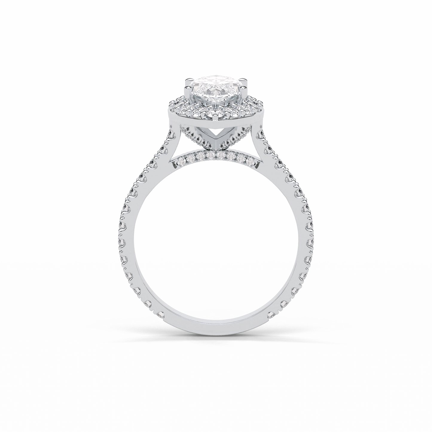 Marquise Pave & Halo Lab Grown Diamond Engagement Ring