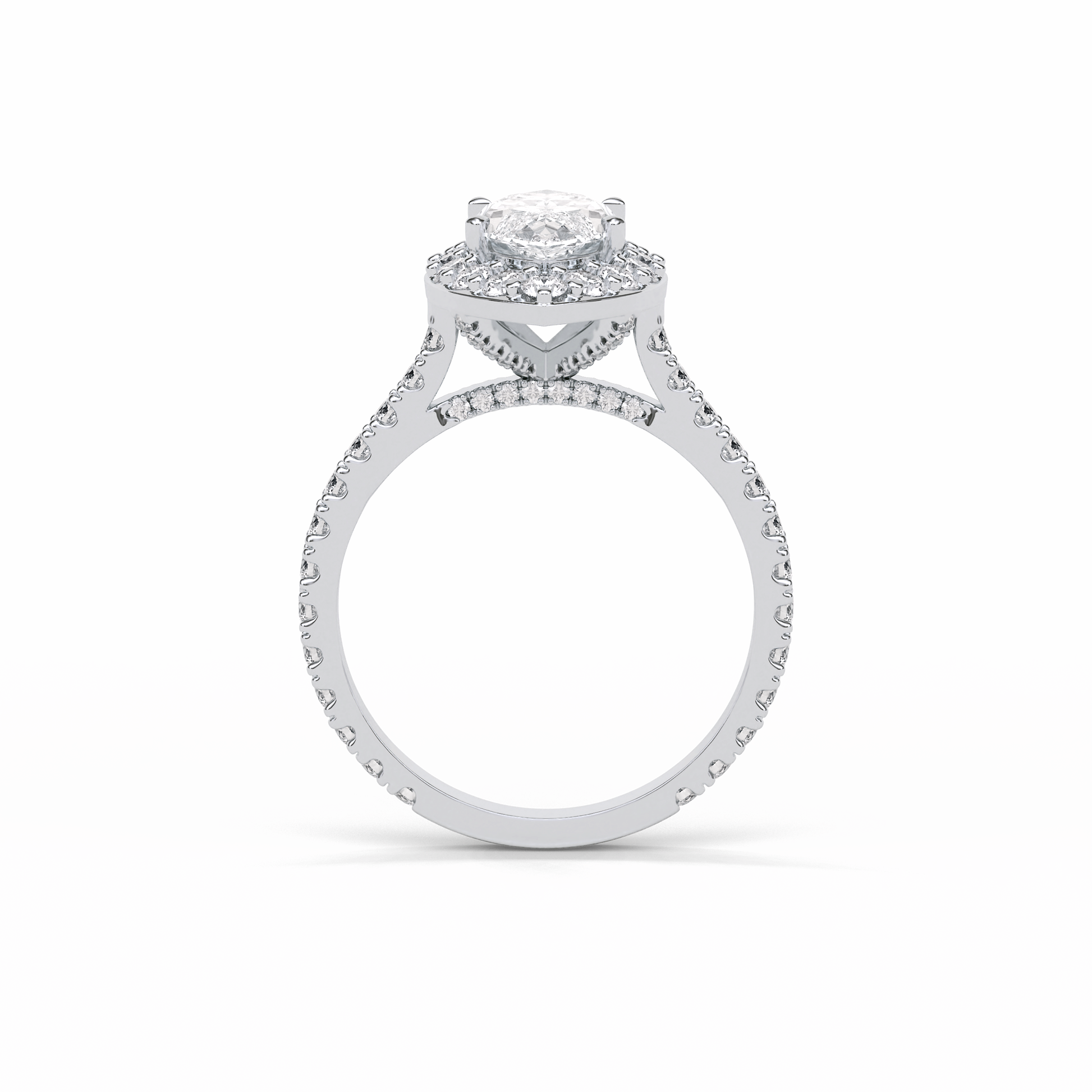 Marquise Pave & Halo Lab Grown Diamond Engagement Ring