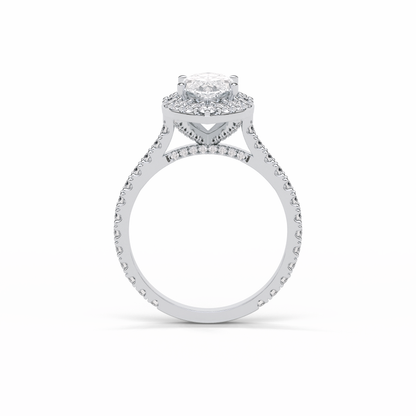 Marquise Pave & Halo Lab Grown Diamond Engagement Ring