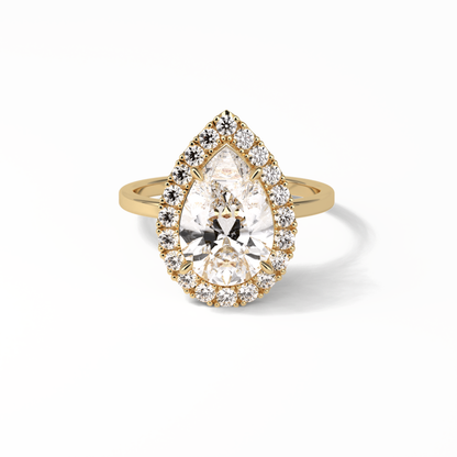 Pear Pave & Halo Lab Grown Diamond Engagement Ring