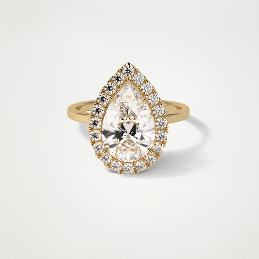 Pear Pave & Halo Lab Grown Diamond Engagement Ring