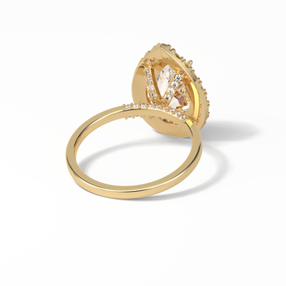 Pear Pave & Halo Lab Grown Diamond Engagement Ring