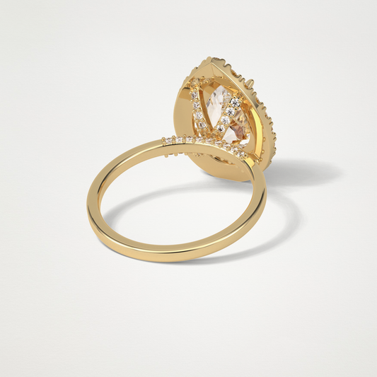 Pear Pave & Halo Lab Grown Diamond Engagement Ring