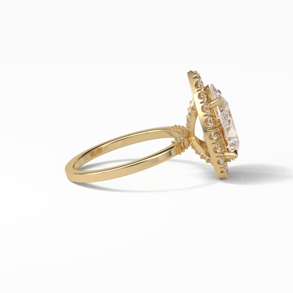 Pear Pave & Halo Lab Grown Diamond Engagement Ring