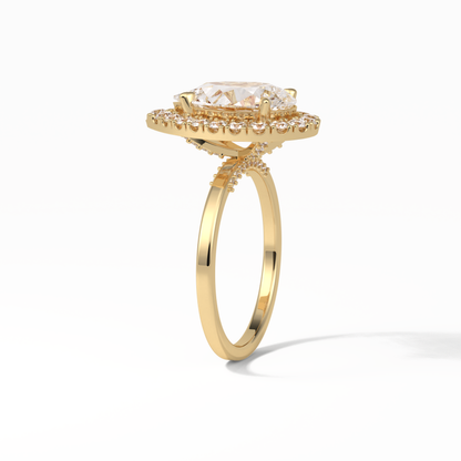 Pear Pave & Halo Lab Grown Diamond Engagement Ring