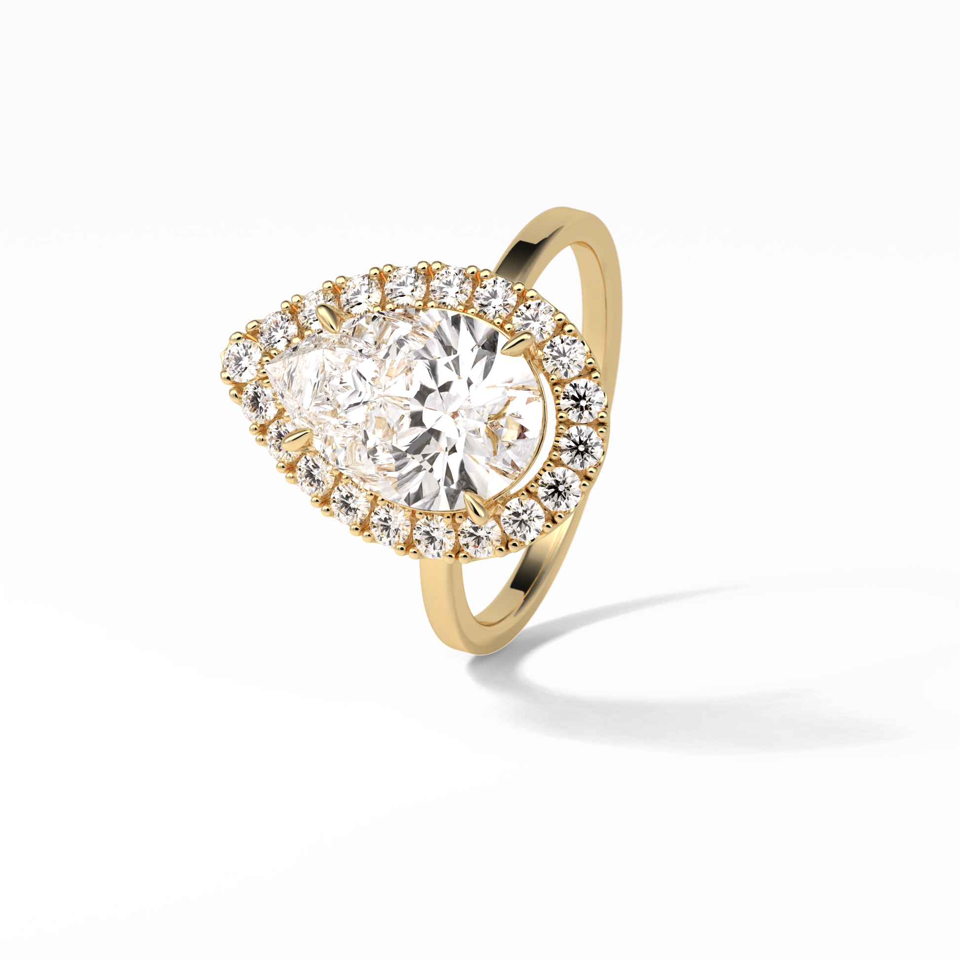 Pear Pave & Halo Lab Grown Diamond Engagement Ring