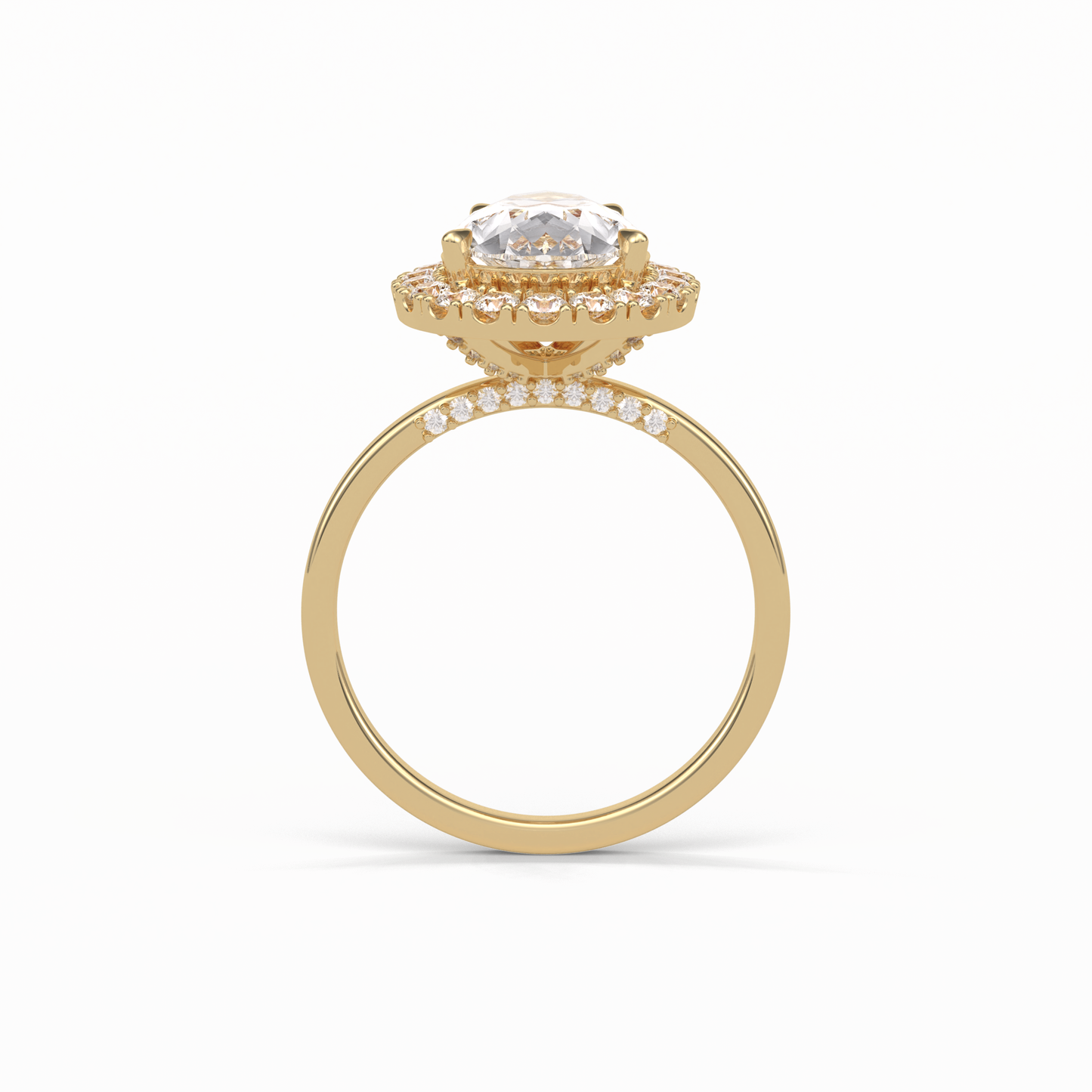 Pear Pave & Halo Lab Grown Diamond Engagement Ring