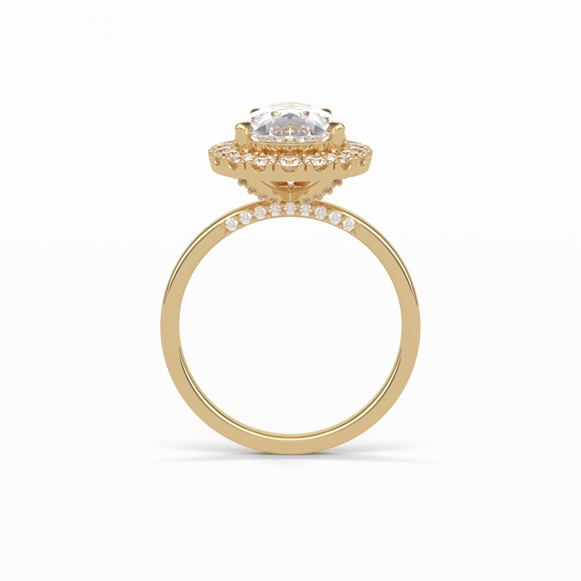 Pear Pave & Halo Lab Grown Diamond Engagement Ring