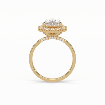 Pear Pave & Halo Lab Grown Diamond Engagement Ring