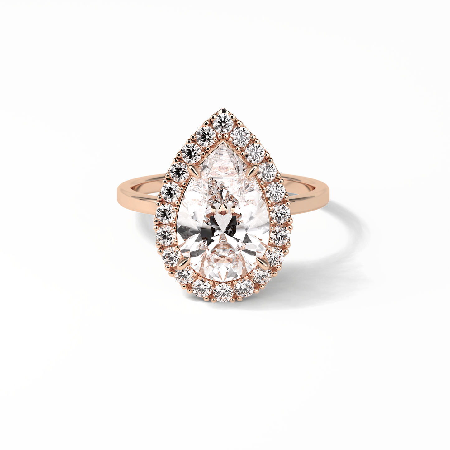 Pear Pave & Halo Lab Grown Diamond Engagement Ring
