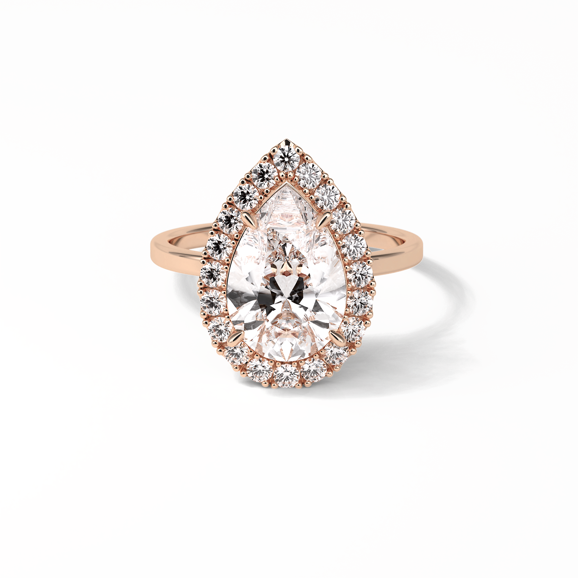 Pear Pave & Halo Lab Grown Diamond Engagement Ring
