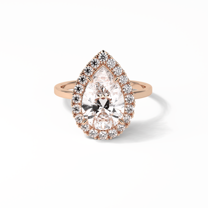 Pear Pave & Halo Lab Grown Diamond Engagement Ring