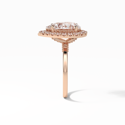 Pear Pave & Halo Lab Grown Diamond Engagement Ring