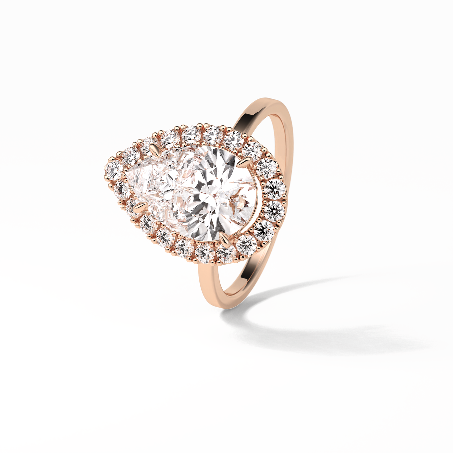Pear Pave & Halo Lab Grown Diamond Engagement Ring