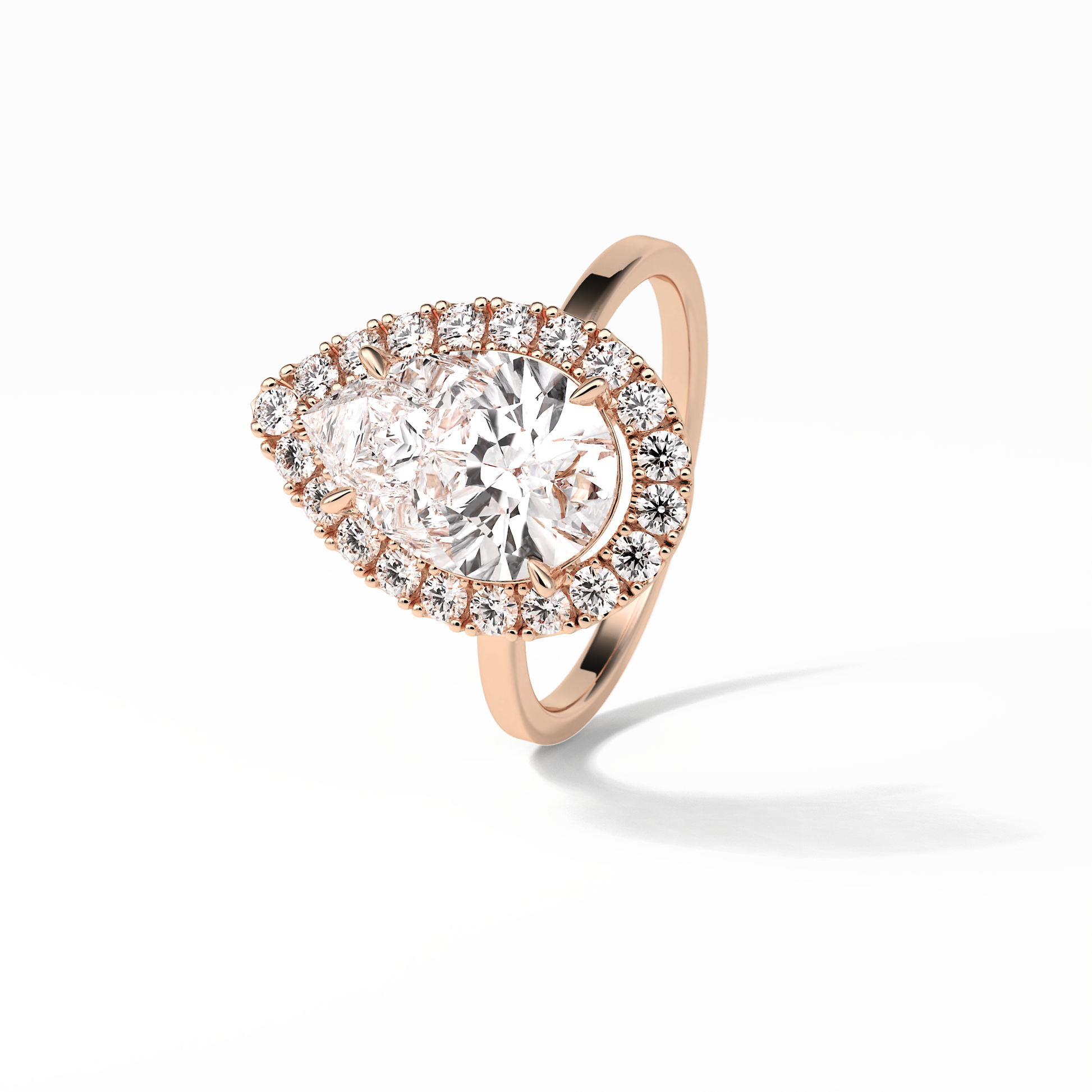 Pear Pave & Halo Lab Grown Diamond Engagement Ring