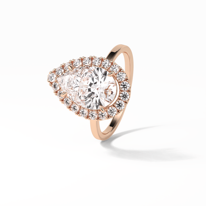 Pear Pave & Halo Lab Grown Diamond Engagement Ring