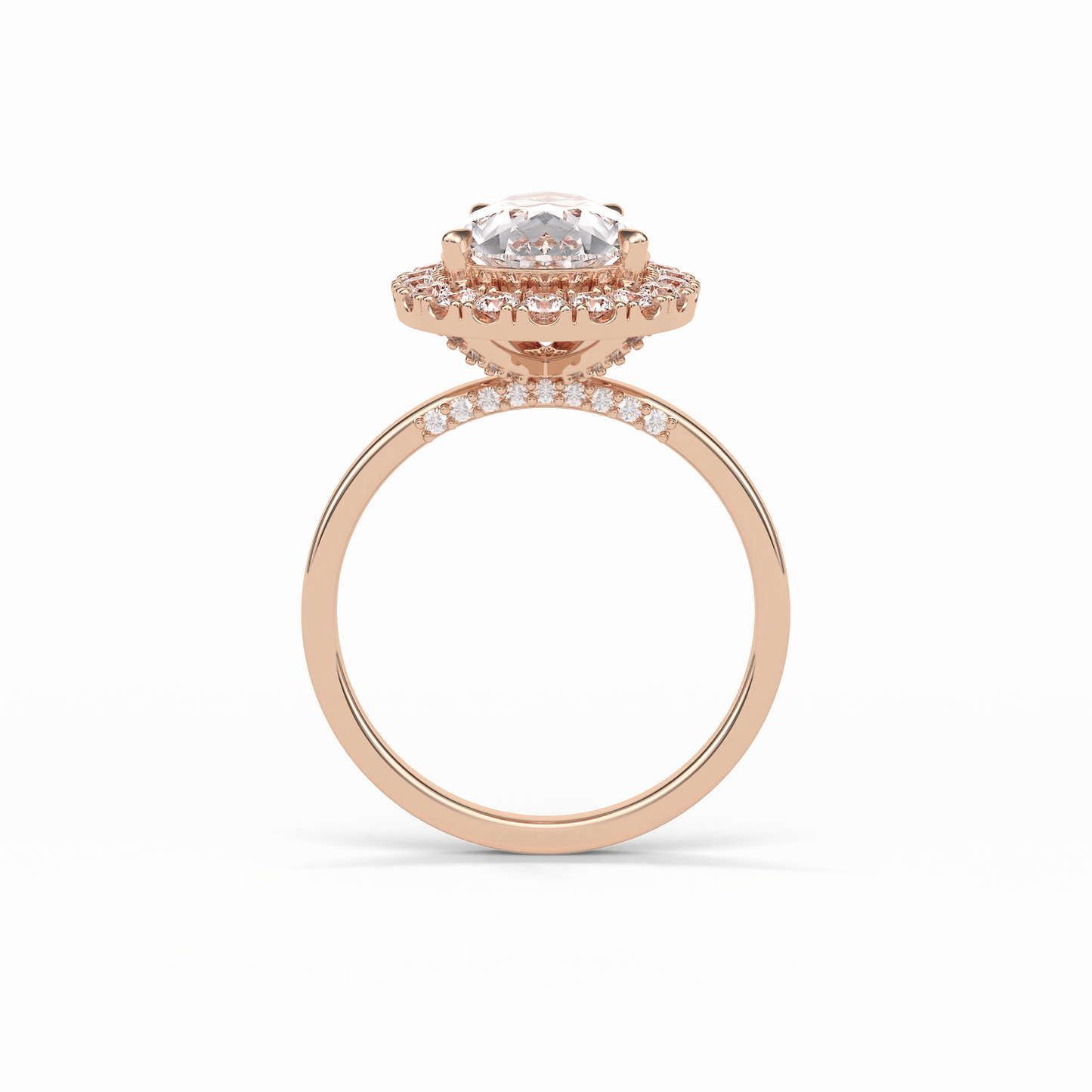 Pear Pave & Halo Lab Grown Diamond Engagement Ring