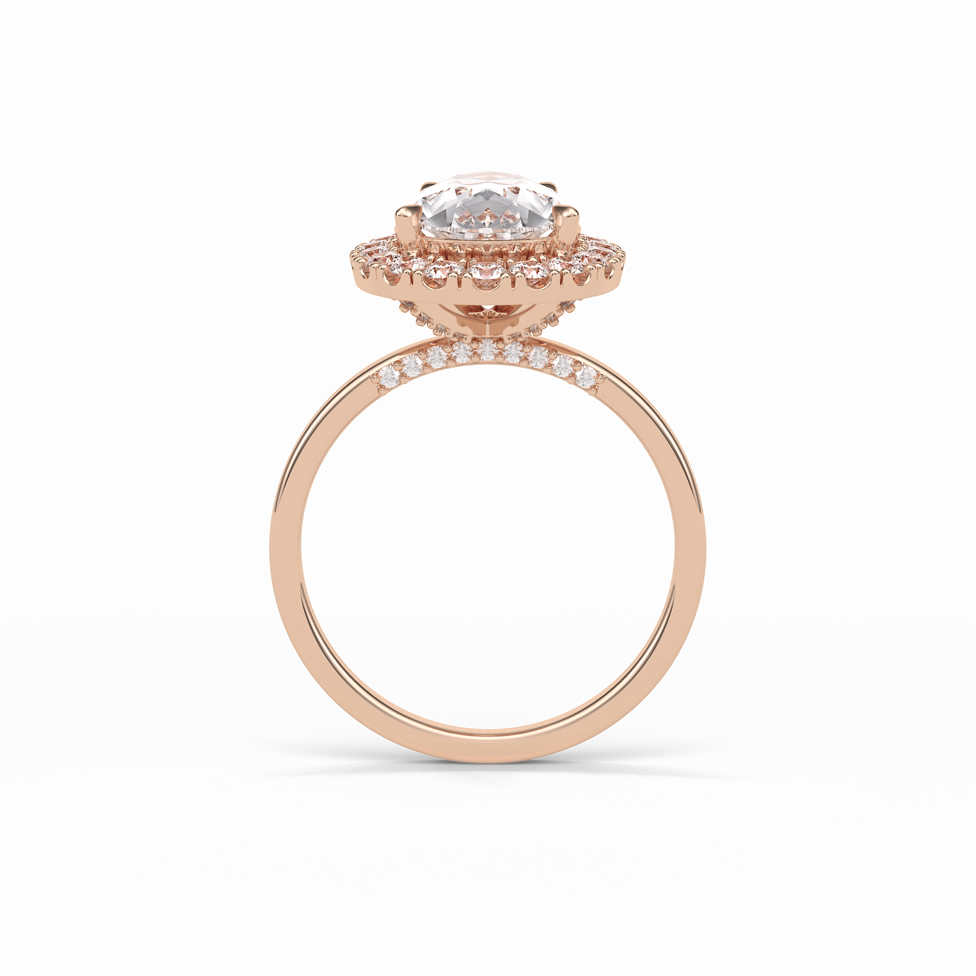Pear Pave & Halo Lab Grown Diamond Engagement Ring