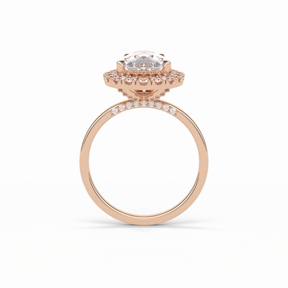 Pear Pave & Halo Lab Grown Diamond Engagement Ring