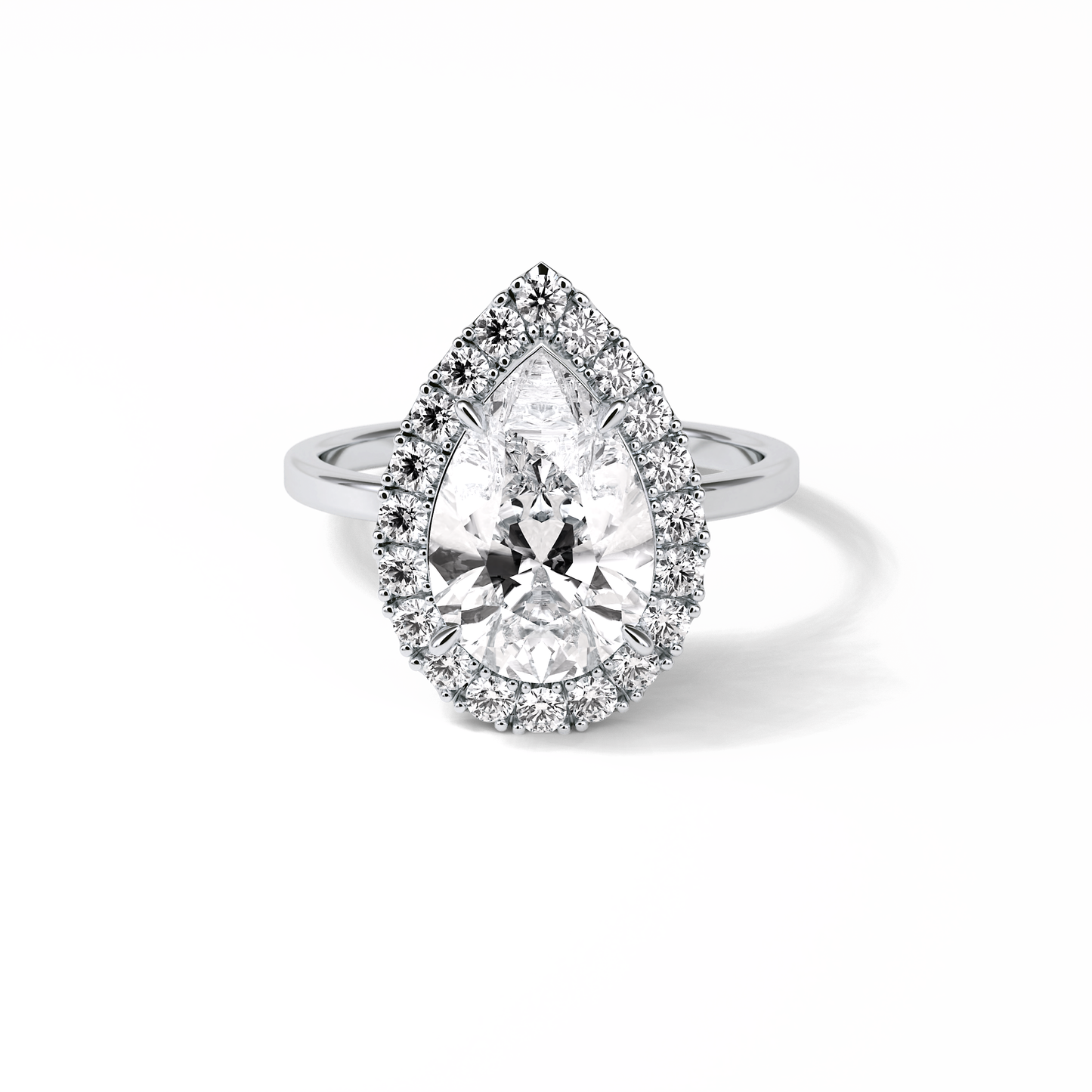 Pear Pave & Halo Lab Grown Diamond Engagement Ring