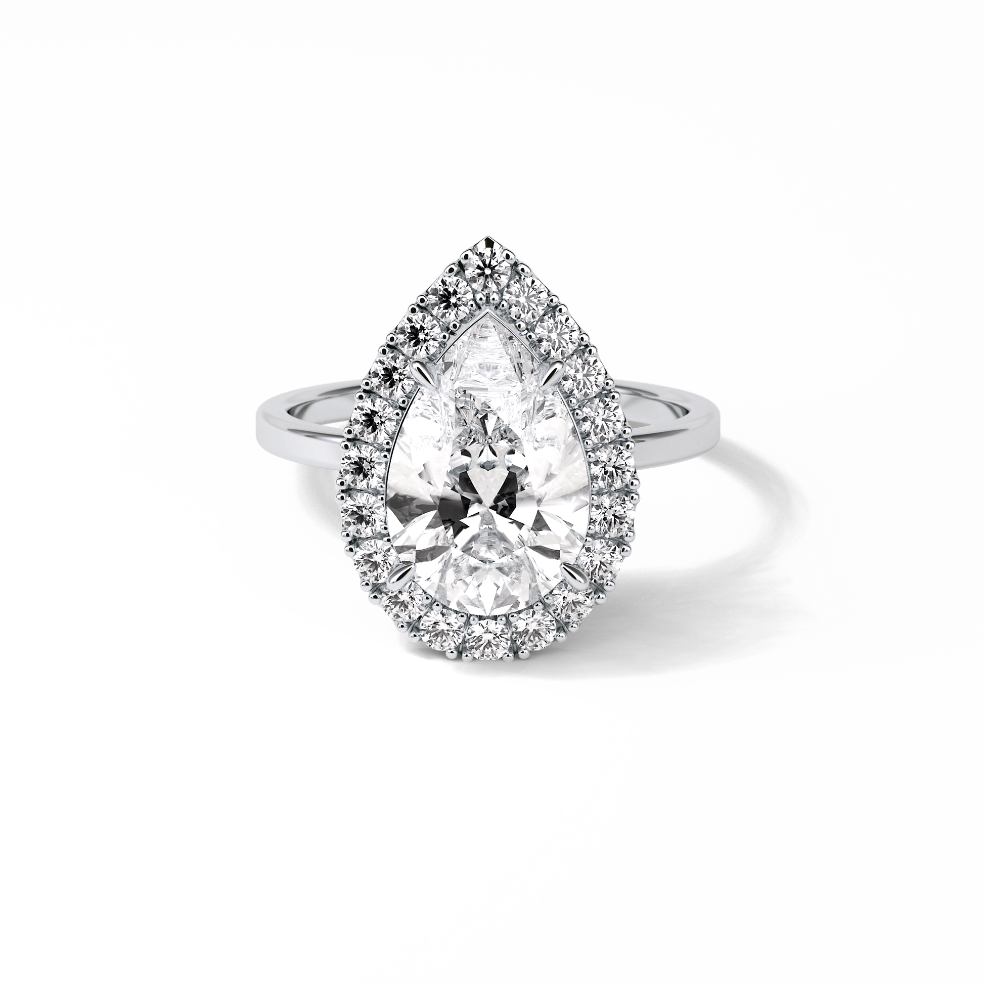 Pear Pave & Halo Lab Grown Diamond Engagement Ring