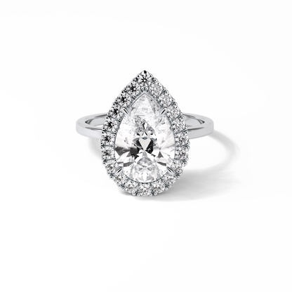 Pear Pave & Halo Lab Grown Diamond Engagement Ring