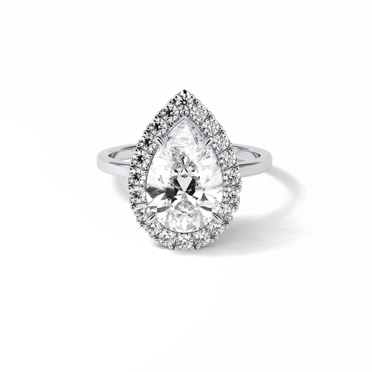 Pear Pave & Halo Lab Grown Diamond Engagement Ring